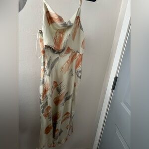 Cream, Coral, & Silver dress w/ slit